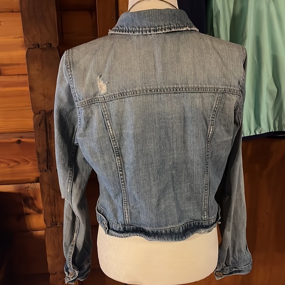American Eagle Distressed Jean Jacket size Large - Picture 3 of 7